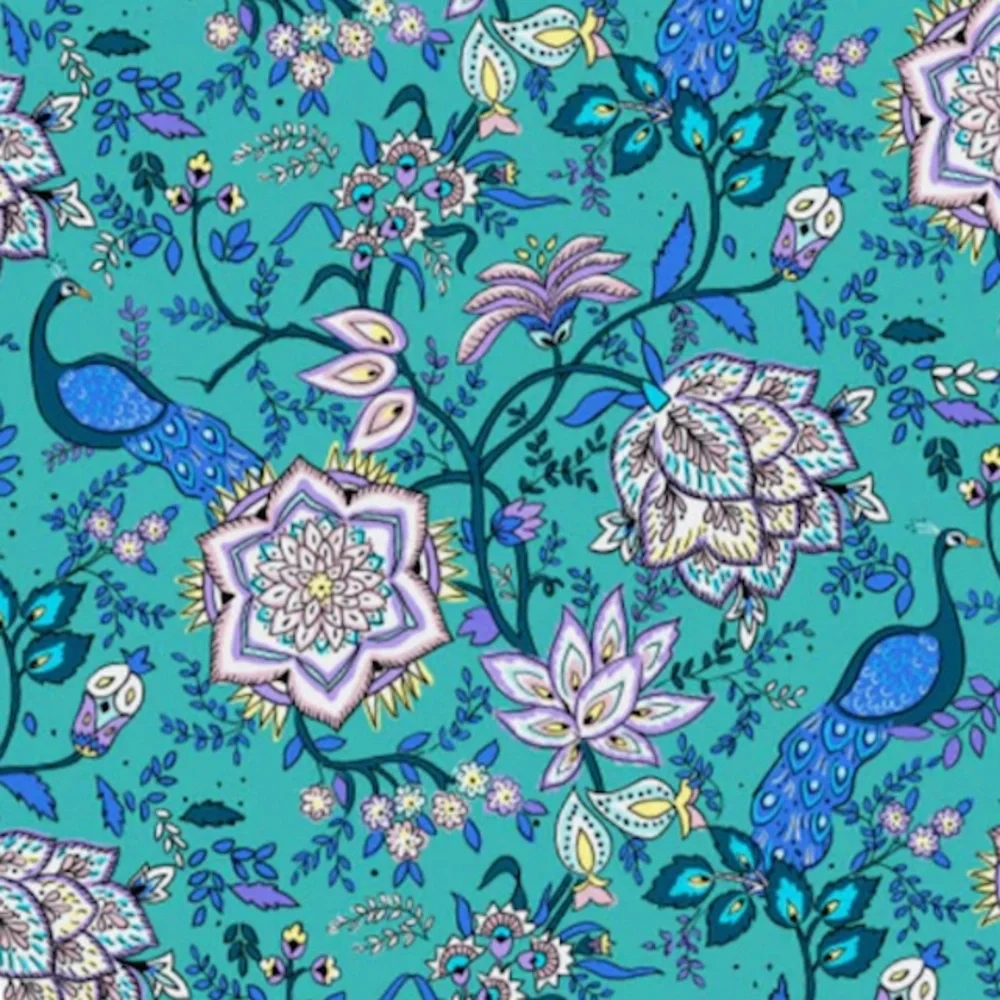 Vera Bradley Peacock Garden Throw Blanket Blue Pink Purple Size 80x50